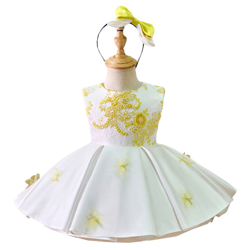 Girls Satin Elegant Princess Dress Baby Birthday Dress