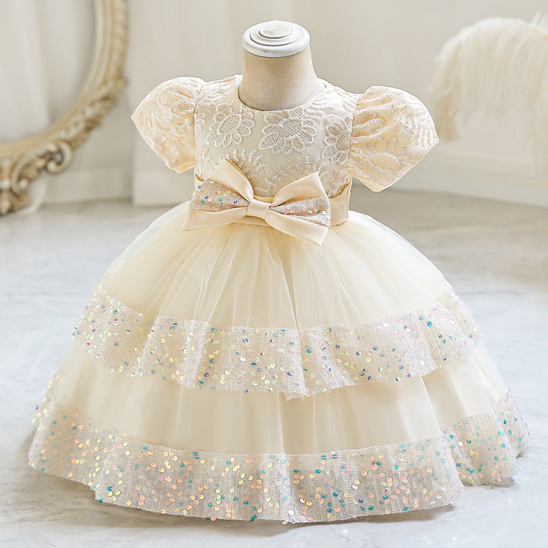 Elegant Baby Girls Bow Princess Dress Toddler Everyday Dress