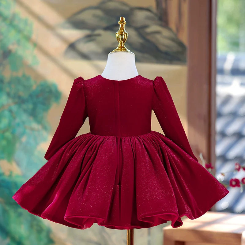 Elegant Baby Girl  Dress Flower Girl Dress Red Christmas dress