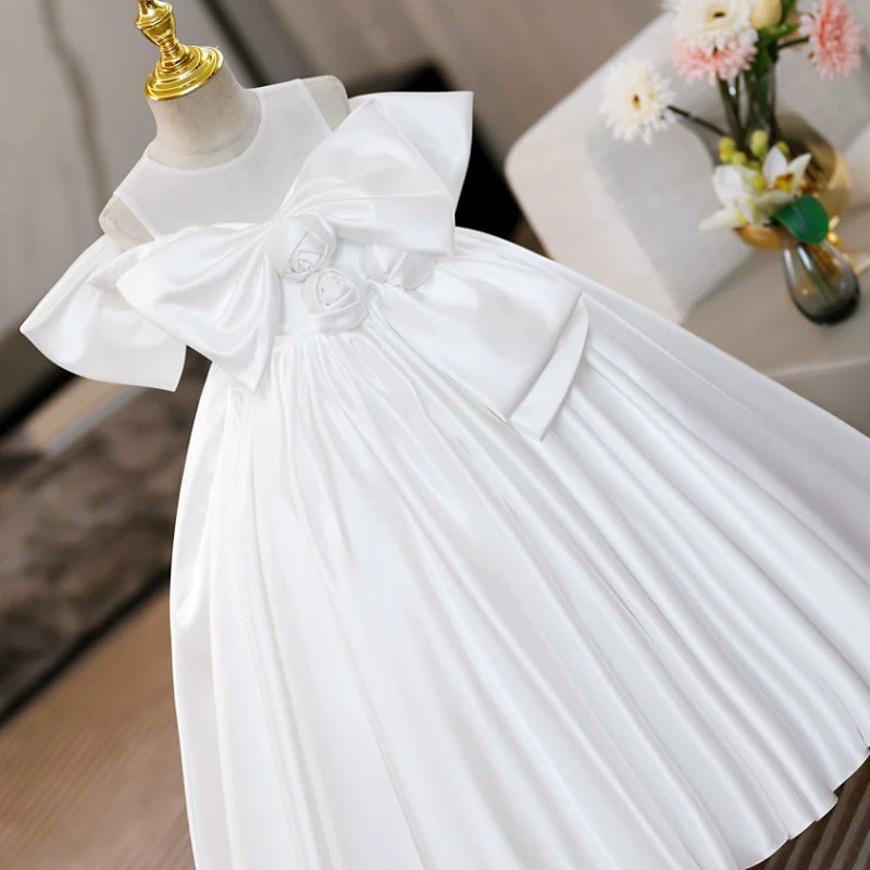 Girls White Pageant Dress Children Birthday Long Dress