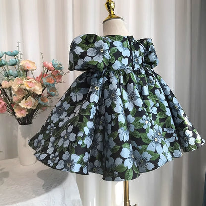 Elegant Baby Floral Puff Sleeve Party Dresses Toddler Formal Dresses