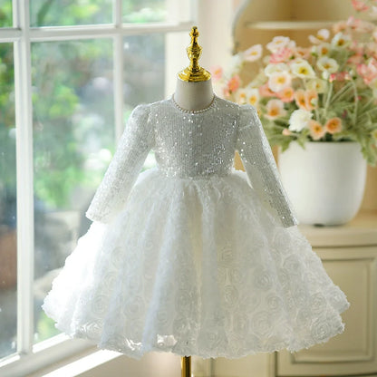 Girls Birthday Dress Puffy Girls Christening Dress Toddler Party Princess Dress