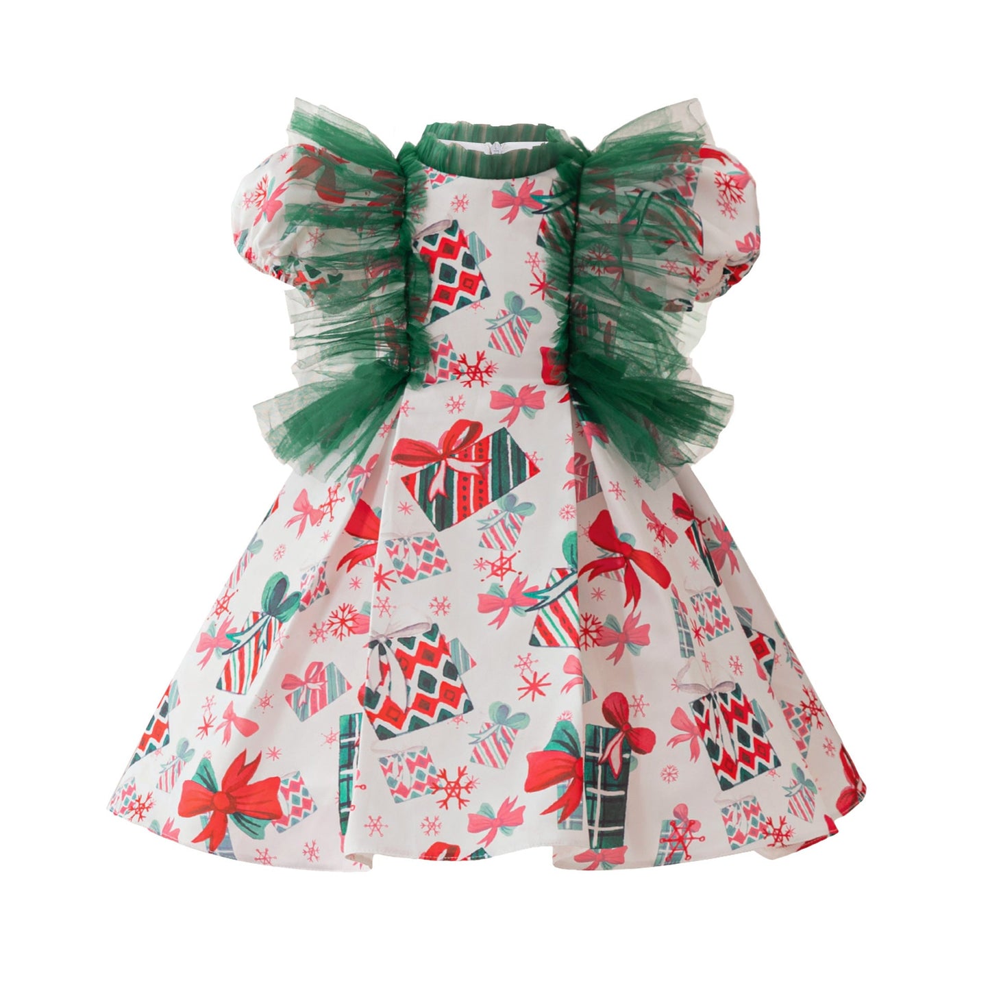 Retro Printing  Christmas Dress Baby Girl Christmas Dress Sequined Christmas Dress