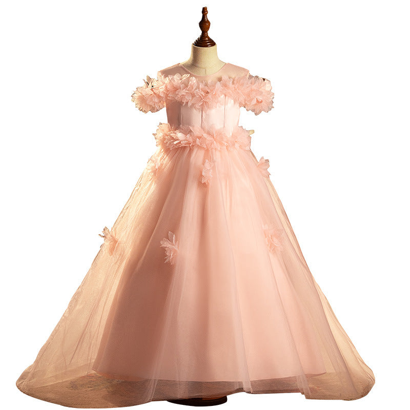 Girls Pageant Dresses Flower Girl Pink Flower Princess Dress