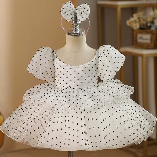 Elegant Baby Polka Dot Pageant Dresses Toddler Puffy Flower Girl Dresses