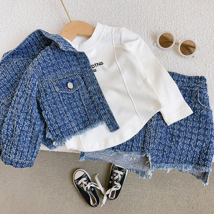 Girls Casual Denim Two-piece Set