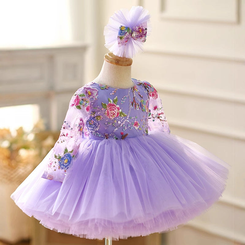 Flower Girl Dress Sequined Embroidered Christmas Dress Girls Birthday Pageant Dresses