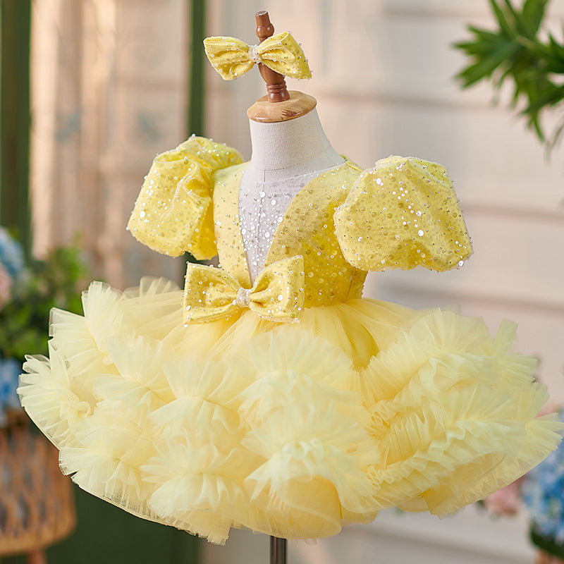 Girls Christmas Dress Cute Baby Girl Puffy Sequins Pageant Dress Toddler Birthday Communion  Princess Dress