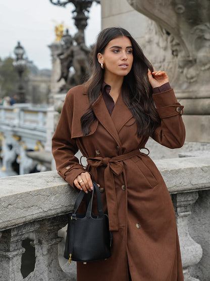 DAH Emilia Faux Suede Trench Coat – Timeless Elegance Meets Modern Functionality