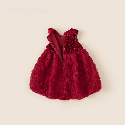 Red Girls Sequin Dress Baby Girl Birthday Dress