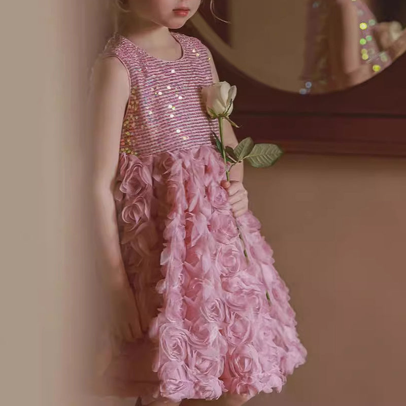 Elegant Baby Rose Blossom Princess Dress Toddler Pageant Dresses