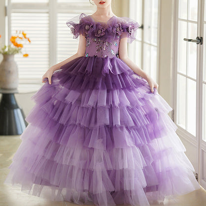 Elegant Baby Girl Gradient Beauty Pageant Dress Toddler Birthday Party Princess Dress