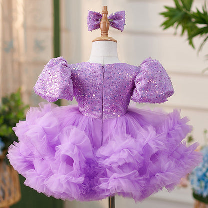 Girls Christmas Dress Cute Baby Girl Puffy Sequins Pageant Dress Toddler Birthday Communion  Princess Dress