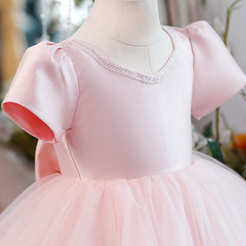 Toddler  Prom Dress Girl Communion Party Pageant Bowknot Mesh Princess Dress