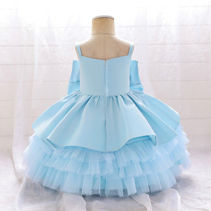 Elegant Baby Girls Sleeveless Big Bow Cake Tutu Toddler Prom Princess Dress