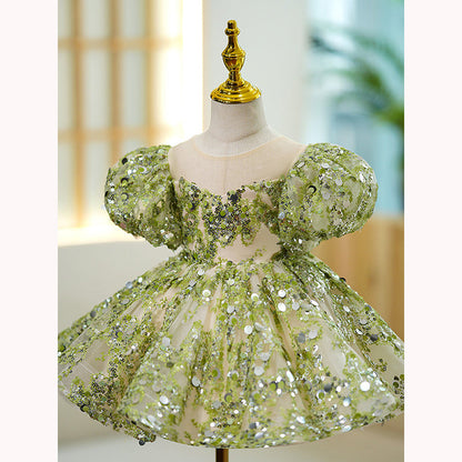 Elegant Baby Girls Flower Gir Dress Toddler Birthday Costume Puffy Princess Dress