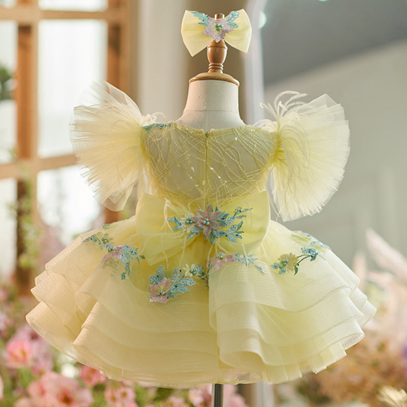 Luxurious Baby Girl Puffy Flowers Dress Toddler Beauty Pageant Princess Dress