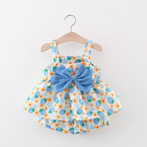 Summer Shorts Two Piece Suit for Baby Girls Printed Suit