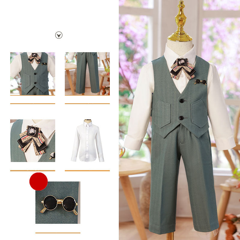 Summer Boys Wedding Birthday Costume Party Vest Suit