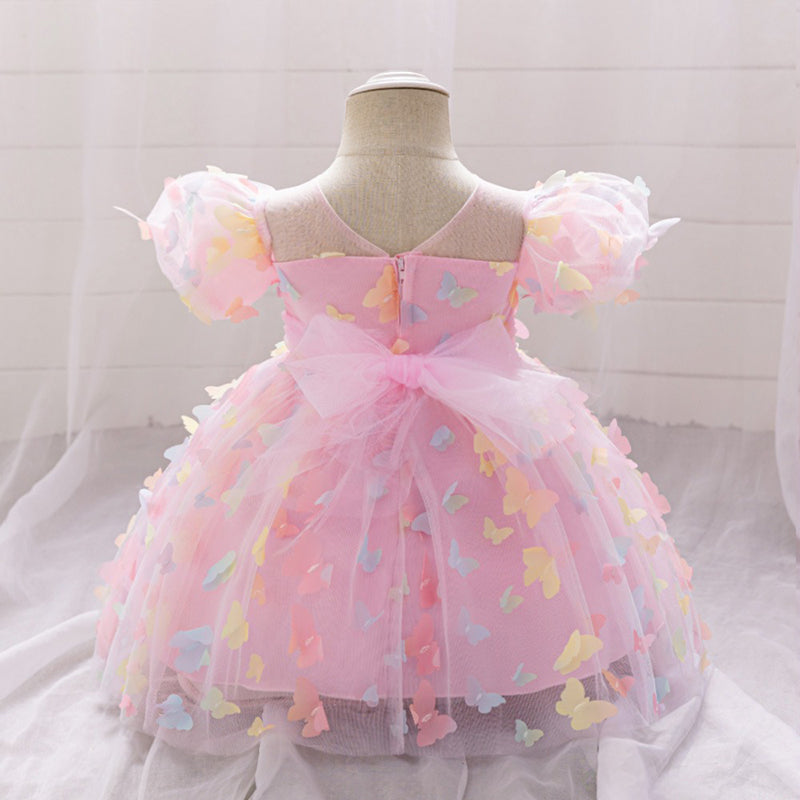 Puff Sleeve Colorful Butterfly Princess Dress