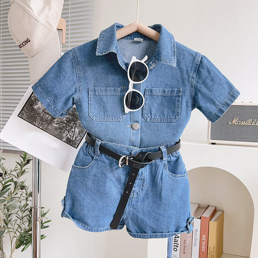 Summer Denim Two Piece Suit