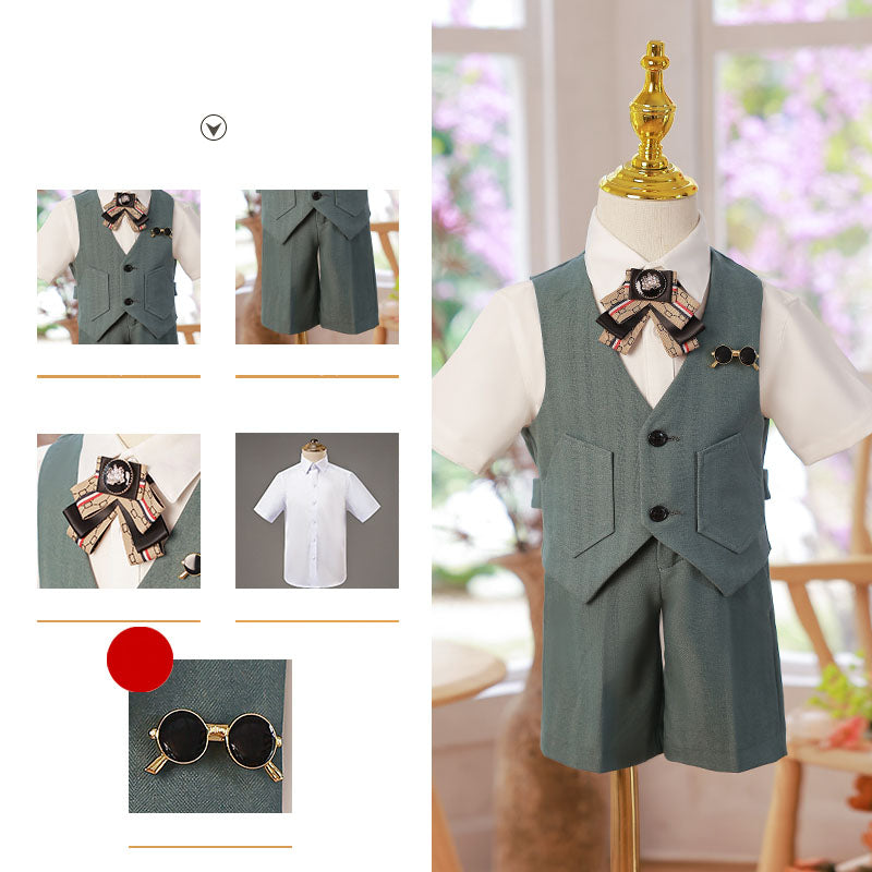 Summer Boys Wedding Birthday Costume Party Vest Suit