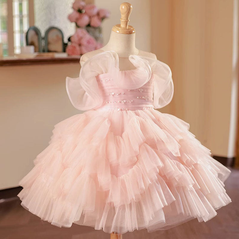 Toddler Pageant Pink Curl Fluffy Princess Dress