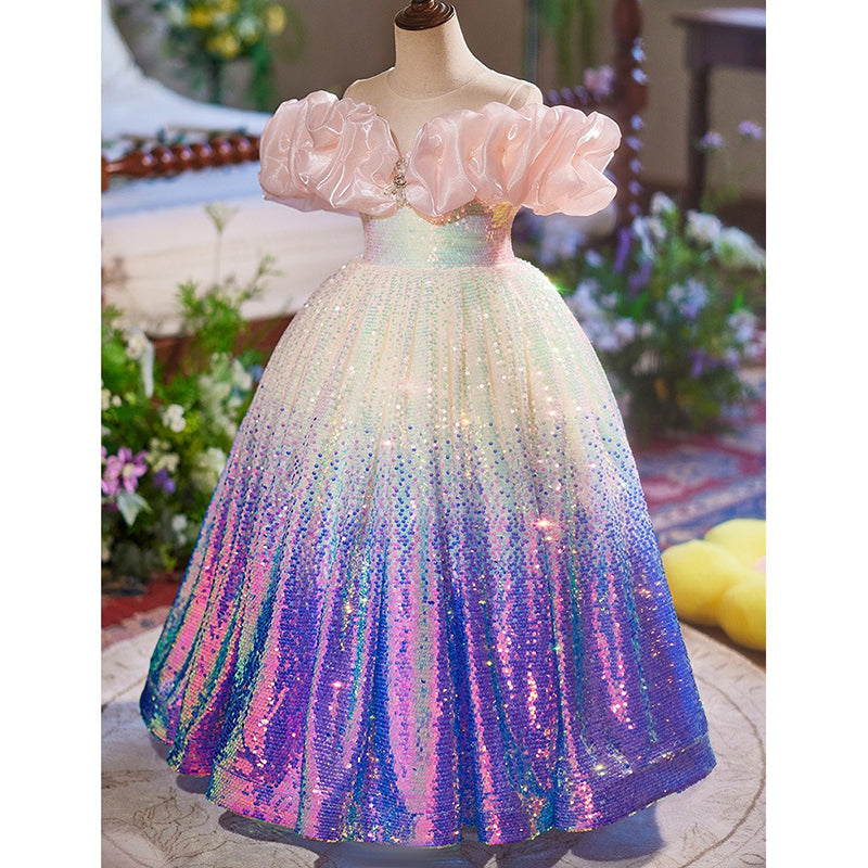 Girls Sequin Princess Dress Birthday Dress