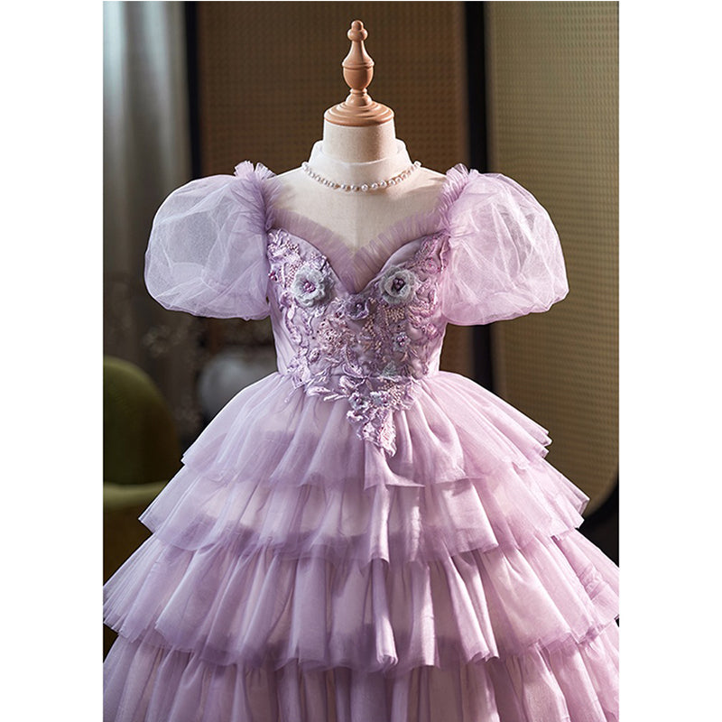 Purple children's dress birthday party princess dress