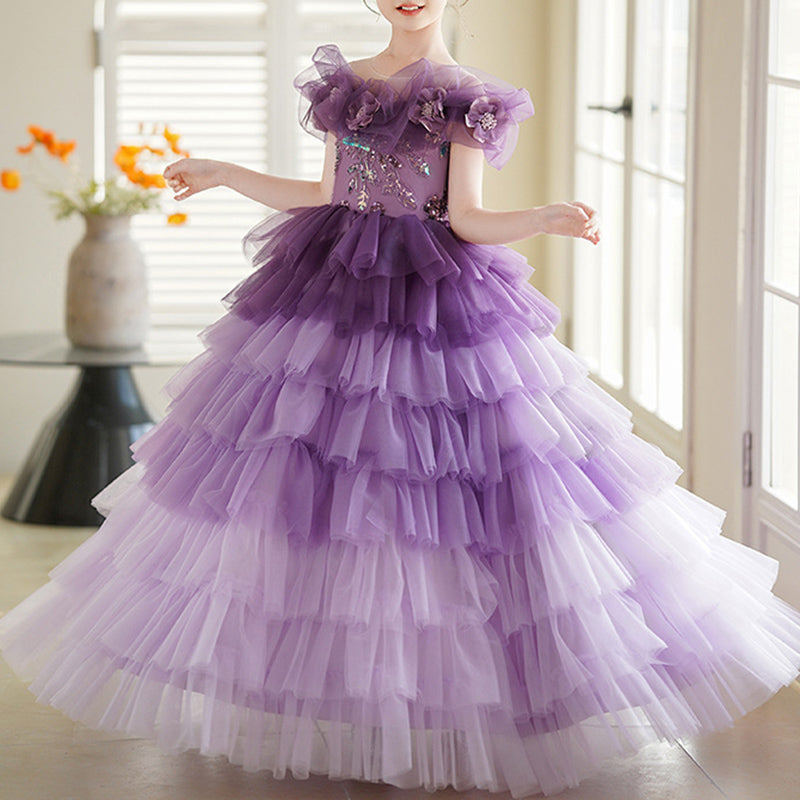 Elegant Baby Girl Gradient Beauty Pageant Dress Toddler Birthday Party Princess Dress