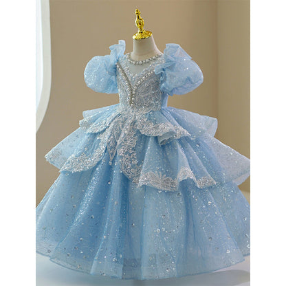 Luxurious Girls Autumn Puffy Dress Toddler Birthday Pageant Princess Dress