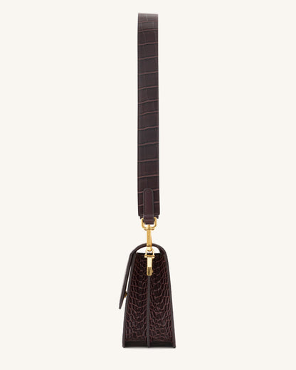 DAH Mini Flap Crossbody - Brown Croc | Sustainable Elegance