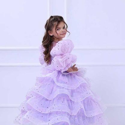 Flower Girl Dress Children Easter Dress Party Dress Purple Sequins Puffy Princess Communion Dress