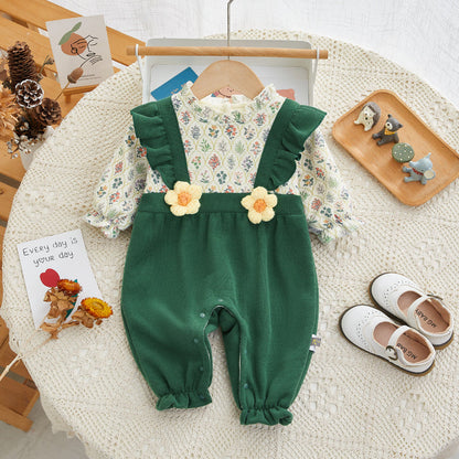 Floral Overalls Thickened Floral Overalls Thickened Baby Romper