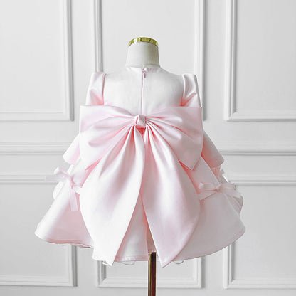 Lovely Baby Girl Bow Dress Beauty Pageant  Dress Toddler First Communion Dresses