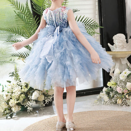 Flower Girl Wedding Birthday Party Sequins Puffy Princess Dress