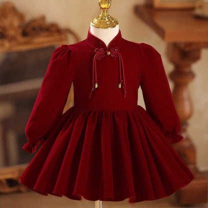 Girls First Communion Dress Children's Birthday Red Princess Dress