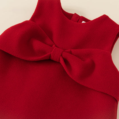 Girls Birthday Party Dress Red Girls Bow Princess Dress