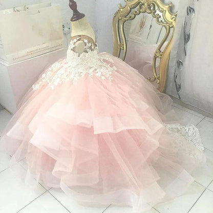 Elegant Baby Girls Flower Girl Dress Toddler Ball Gown