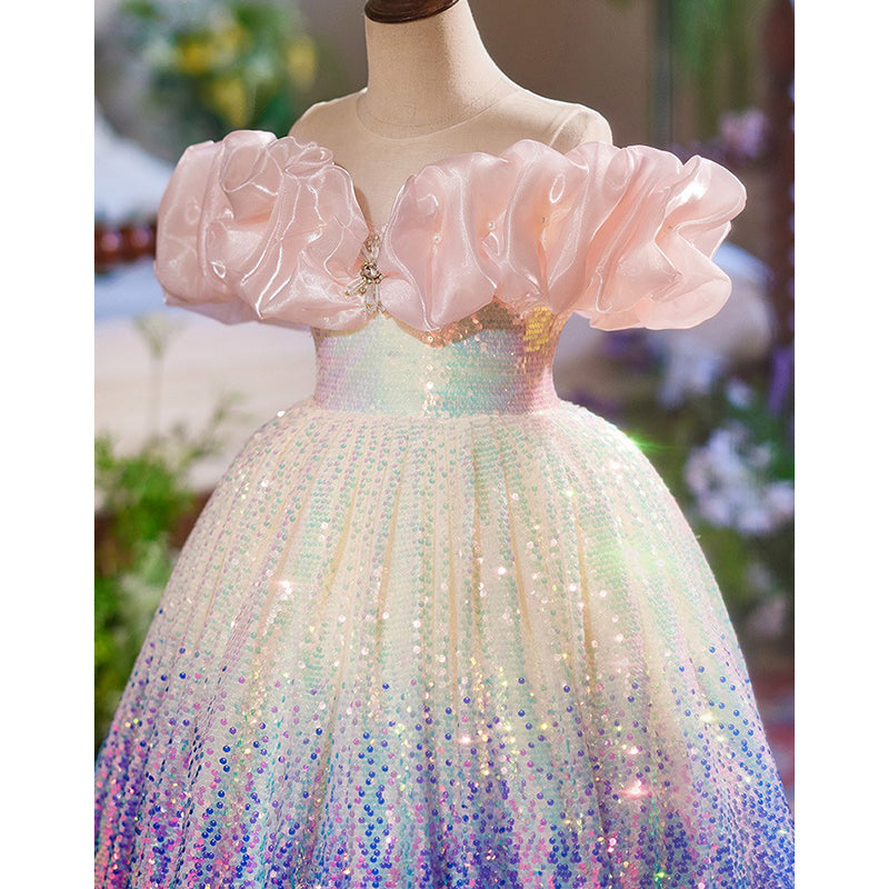 Girls Sequin Princess Dress Birthday Dress