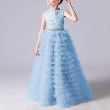 Elegant Baby Girls Green Tulle Princess Dress Toddler Ball Gown