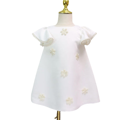 Elegant Baby White Christening Dress Toddler Formal Dress