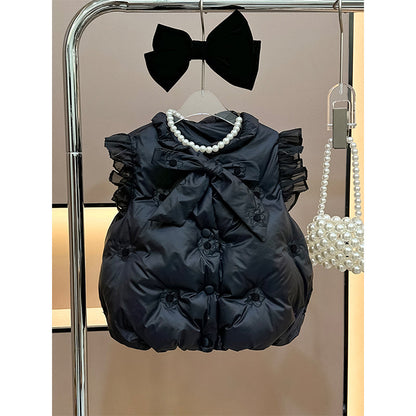 Sweet Girls' Three-piece Turtleneck Vest Suit