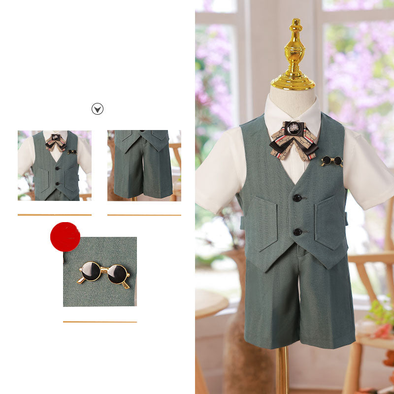 Summer Boys Wedding Birthday Costume Party Vest Suit