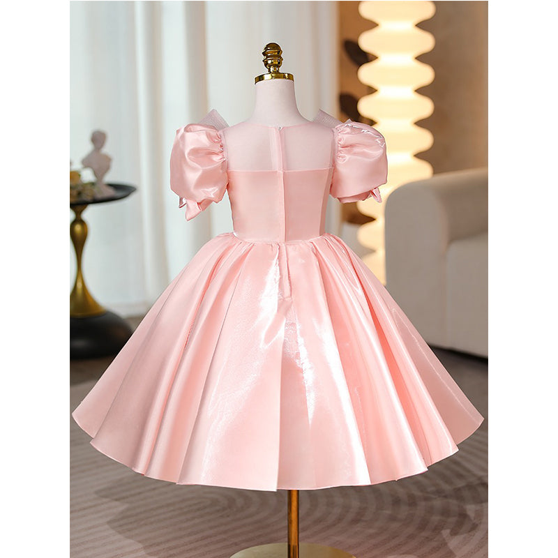 Girls Pink Birthday Dress Princess Dress with Flowers