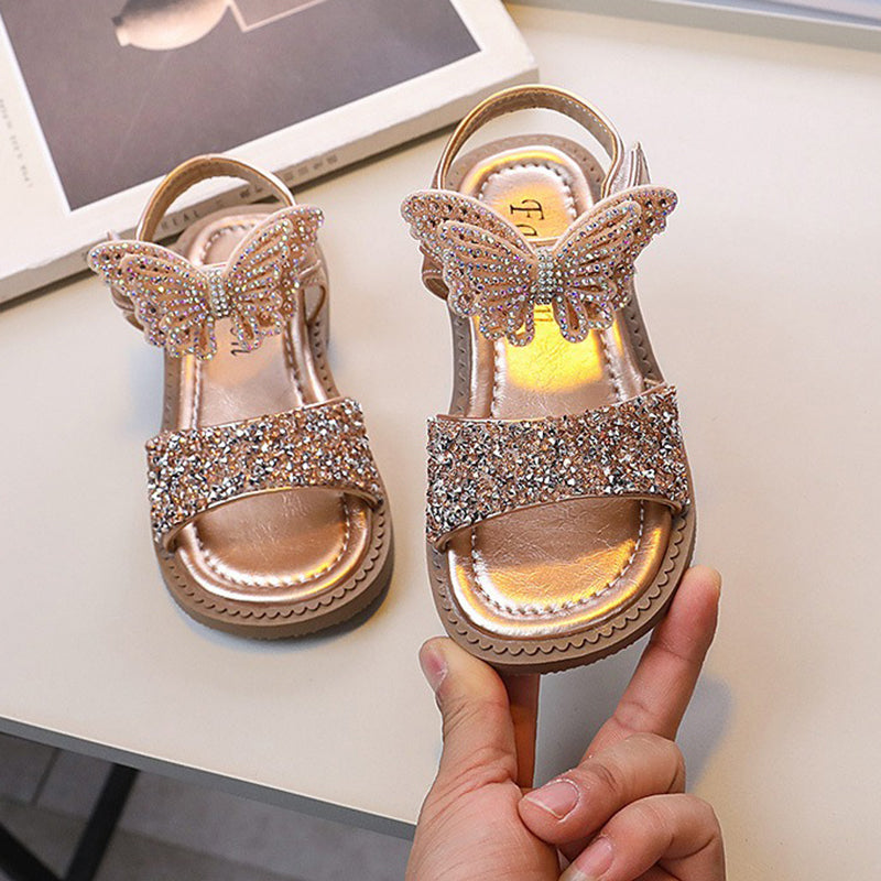 Girls Butterfly Rhinestone Sandals Princess Shoes