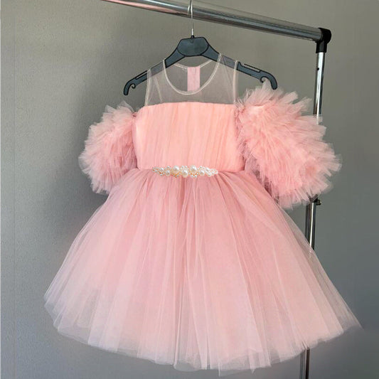 Elegant Baby Girls Christening Puffy Princess Dresses Toddler Flower Girl Dresses