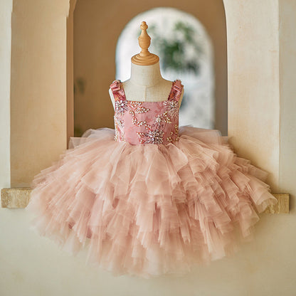 Luxurious Formal Dress Beauty Pageant Dress Toddler Puffy Birthday Ball Gown