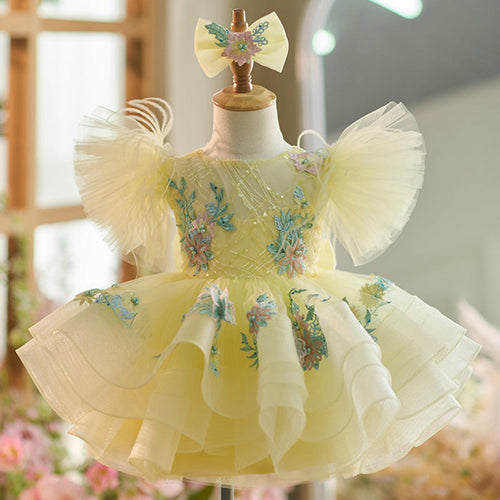 Luxurious Baby Girl Puffy Flowers Dress Toddler Beauty Pageant Princess Dress