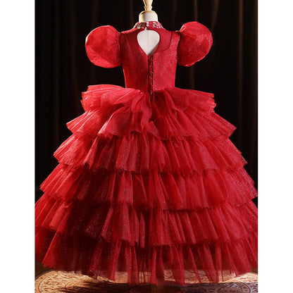 Girs Christmas Dress Children's Birthday Red Princess Dress Festival Dress